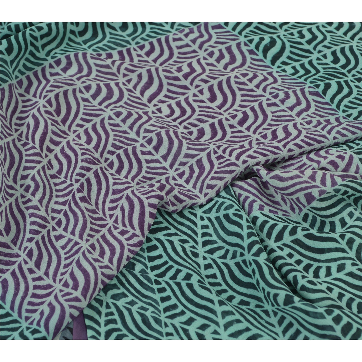 Sanskriti Vintage Purple/Green Sarees Pure Georgette Silk Printed Sari Fabric