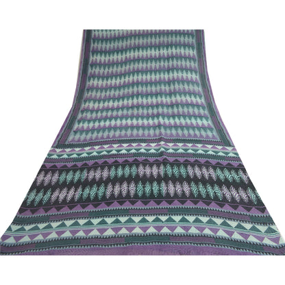 Sanskriti Vintage Purple/Green Sarees Pure Georgette Silk Printed Sari Fabric