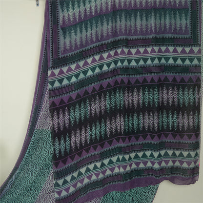 Sanskriti Vintage Purple/Green Sarees Pure Georgette Silk Printed Sari Fabric
