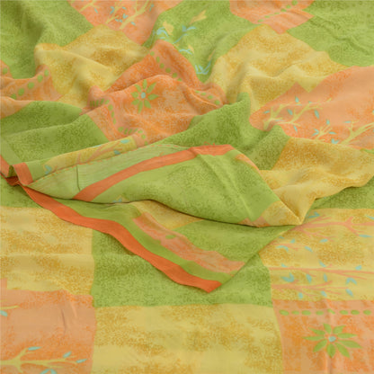 Sanskriti Vintage Indian Sari Pure Georgette Silk Sewing Printed Sarees Fabric