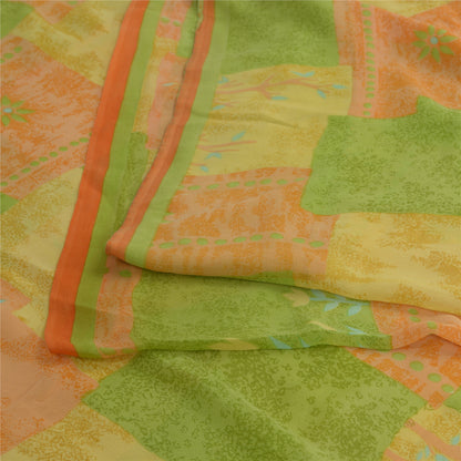 Sanskriti Vintage Indian Sari Pure Georgette Silk Sewing Printed Sarees Fabric