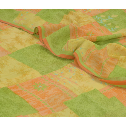 Sanskriti Vintage Indian Sari Pure Georgette Silk Sewing Printed Sarees Fabric