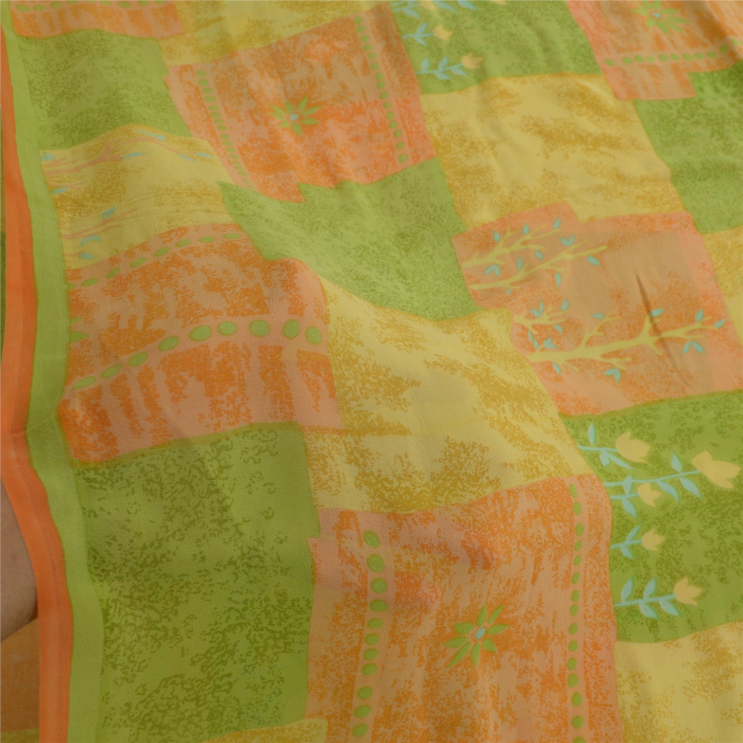 Sanskriti Vintage Indian Sari Pure Georgette Silk Sewing Printed Sarees Fabric