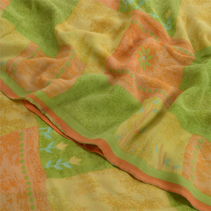 Sanskriti Vintage Indian Sari Pure Georgette Silk Sewing Printed Sarees Fabric