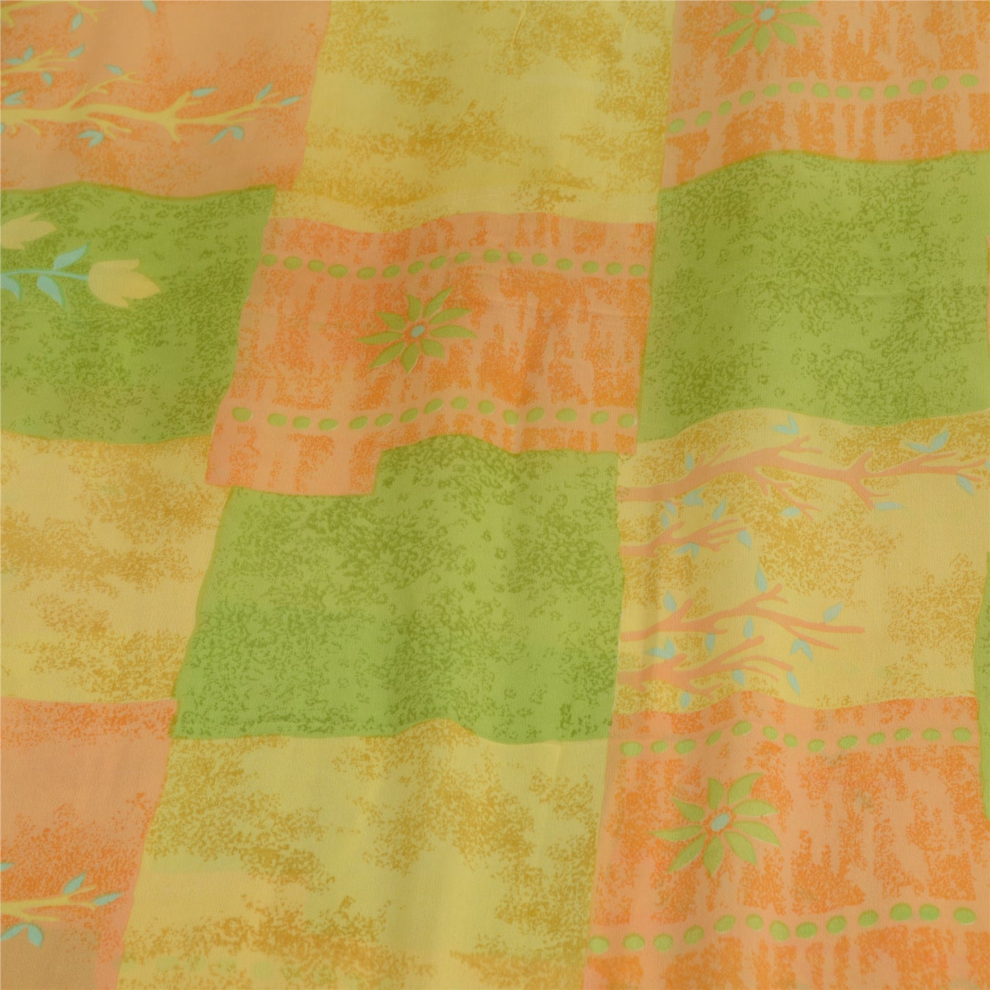 Sanskriti Vintage Indian Sari Pure Georgette Silk Sewing Printed Sarees Fabric
