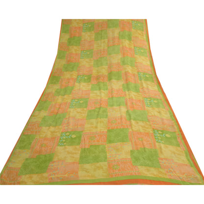 Sanskriti Vintage Indian Sari Pure Georgette Silk Sewing Printed Sarees Fabric