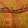 Sanskriti Vintage Saffron Sarees Print Pure Georgette Sari 6 YD Craft Fabric