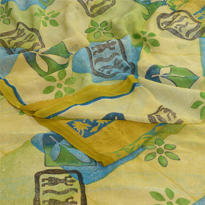 Sanskriti Vintage Lemon Sarees Pure Georgette Silk Printed Sari Craft Fabric
