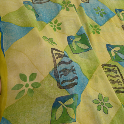 Sanskriti Vintage Lemon Sarees Pure Georgette Silk Printed Sari Craft Fabric