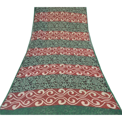 Sanskriti Vintage Blend Georgette Silk Indian Multicolor Printed Sarees 5 Yd Sewing Fabric Create-Floral Dresses,Skirts, Tops, Projects