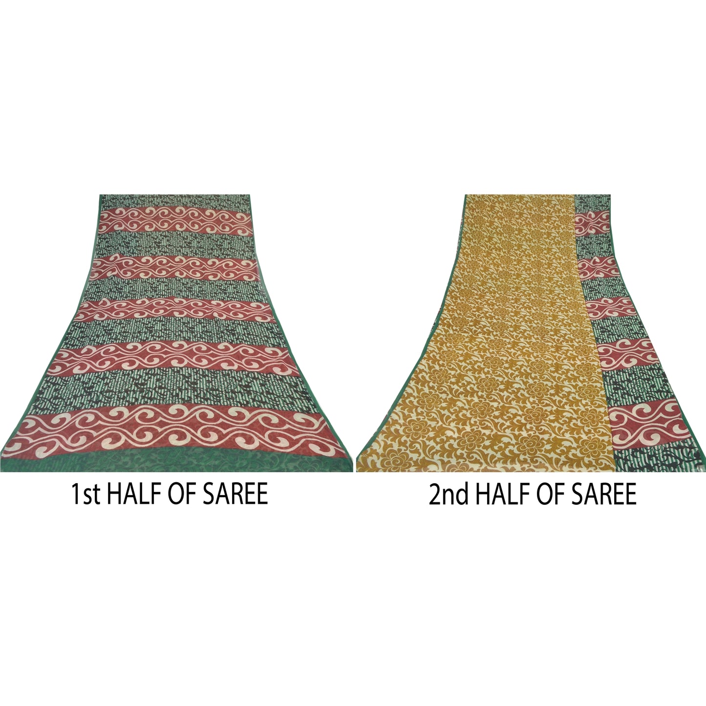 Sanskriti Vintage Blend Georgette Silk Indian Multicolor Printed Sarees 5 Yd Sewing Fabric Create-Floral Dresses,Skirts, Tops, Projects