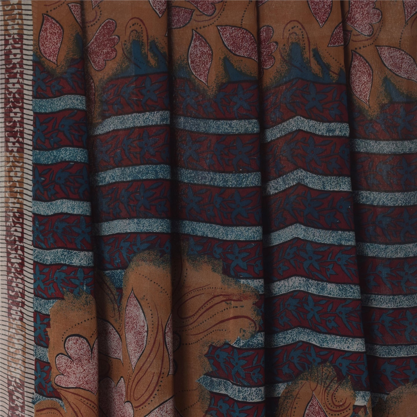 Sanskriti Vintage Sarees Red Pure Georgette Silk Printed Sari Craft Fabric