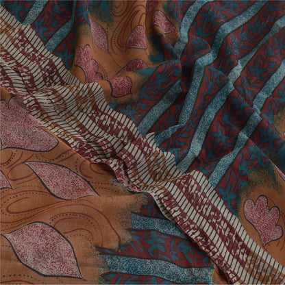 Sanskriti Vintage Sarees Red Pure Georgette Silk Printed Sari Craft Fabric