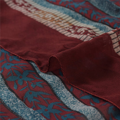Sanskriti Vintage Sarees Red Pure Georgette Silk Printed Sari Craft Fabric