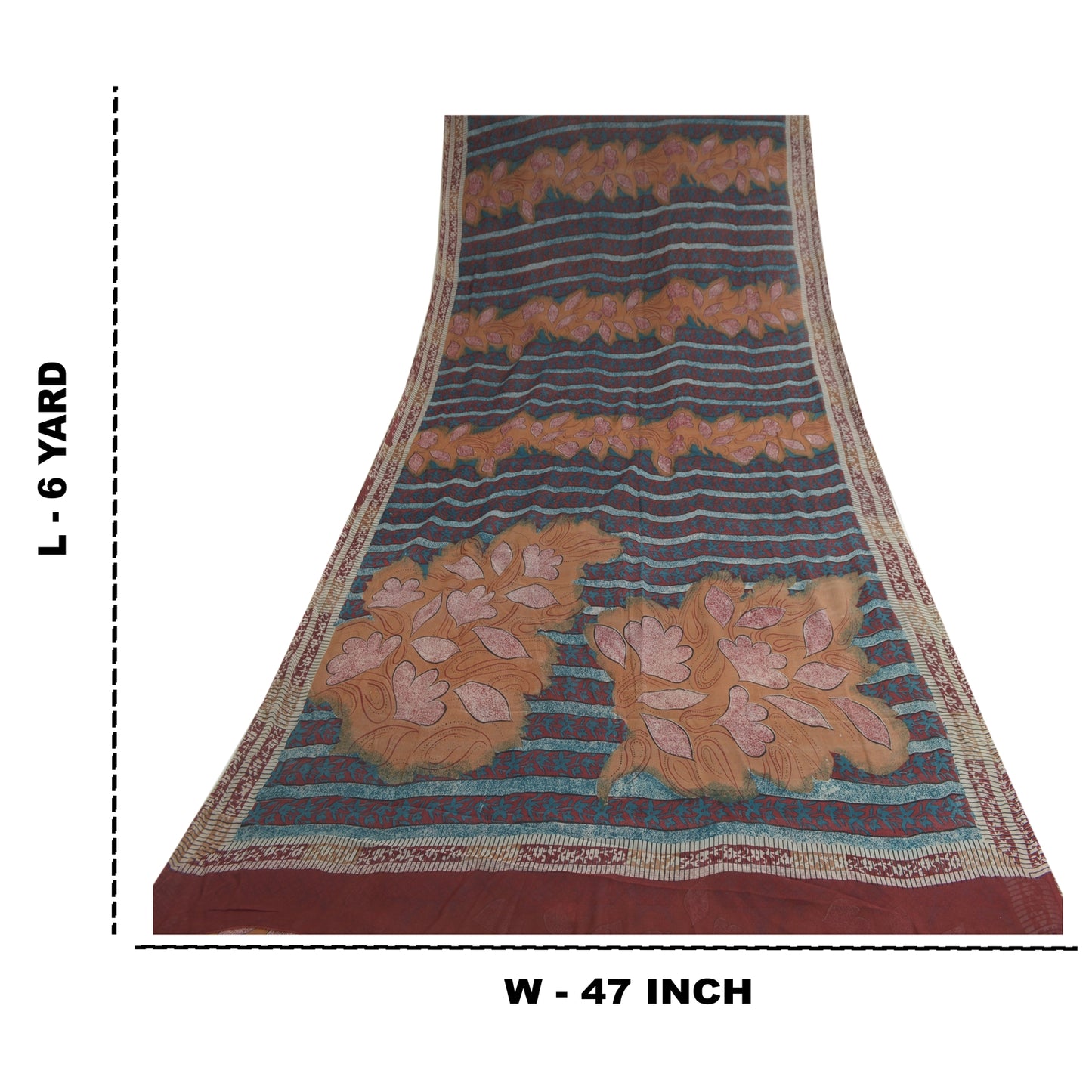 Sanskriti Vintage Sarees Red Pure Georgette Silk Printed Sari Craft Fabric