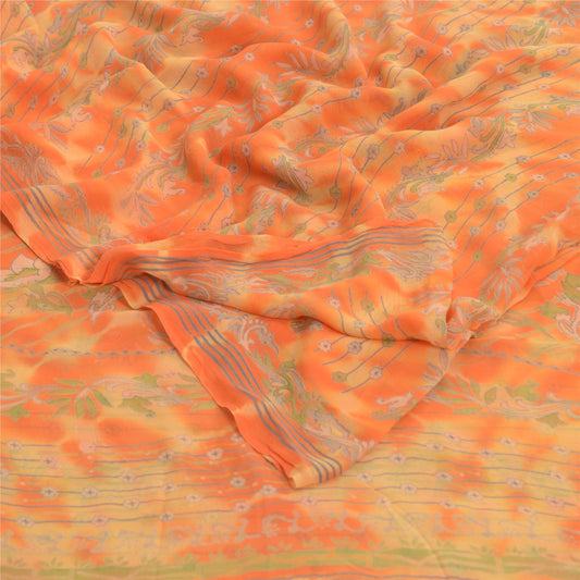 Sanskriti Vintage Leheria Sarees Pure Georgette Silk Printed Sari Craft Fabric