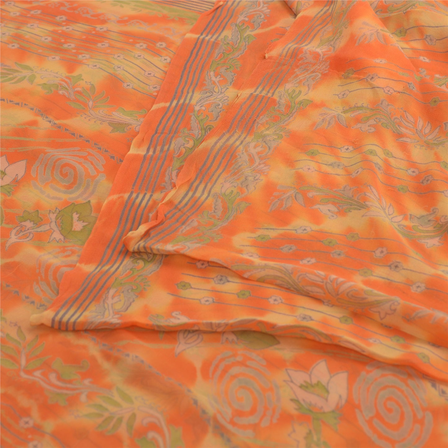 Sanskriti Vintage Leheria Sarees Pure Georgette Silk Printed Sari Craft Fabric