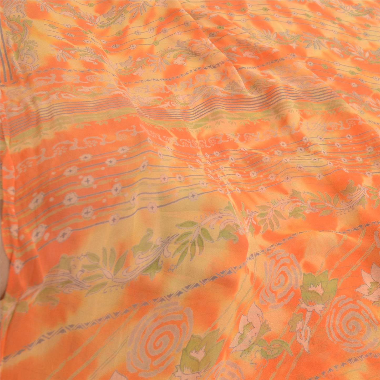Sanskriti Vintage Leheria Sarees Pure Georgette Silk Printed Sari Craft Fabric