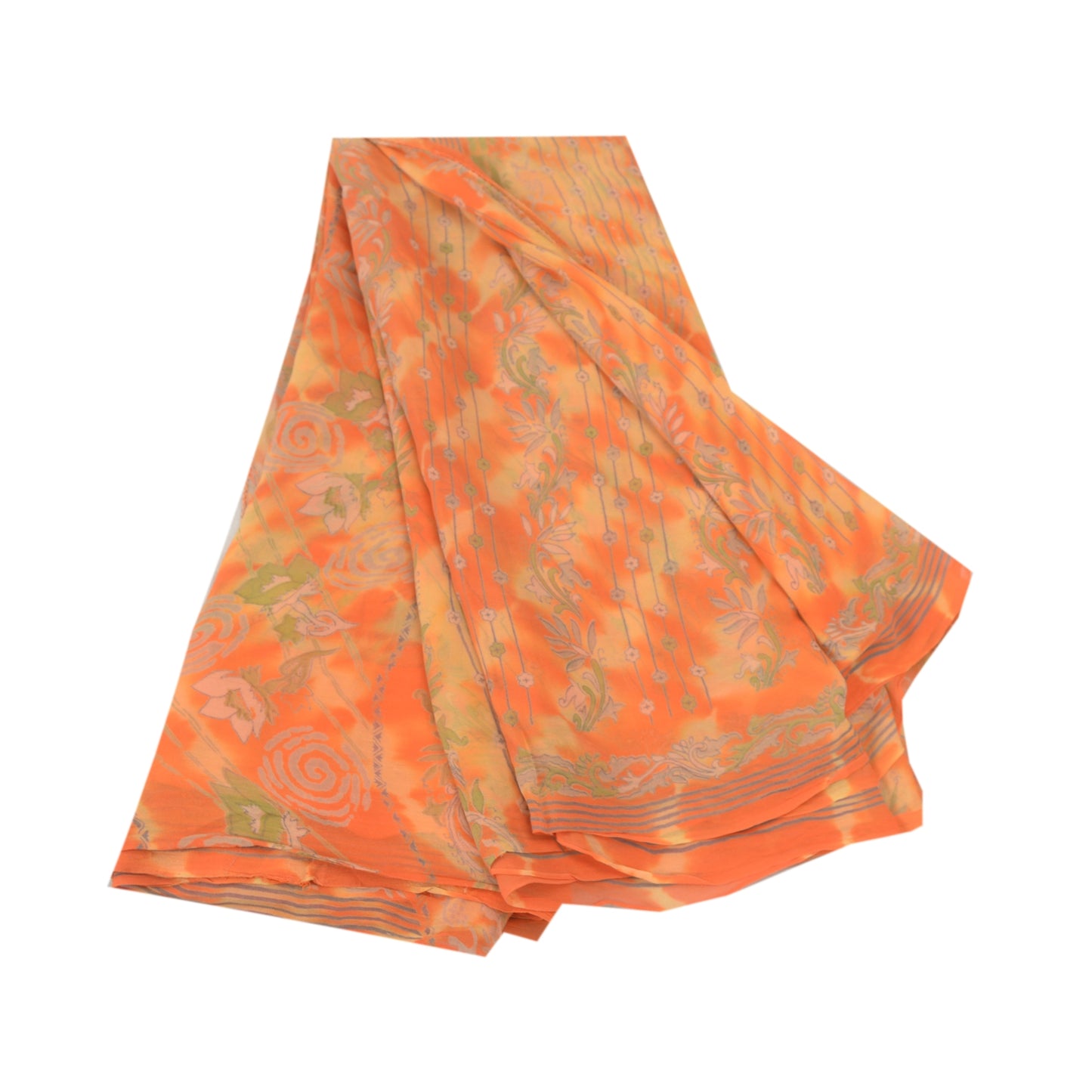 Sanskriti Vintage Leheria Sarees Pure Georgette Silk Printed Sari Craft Fabric