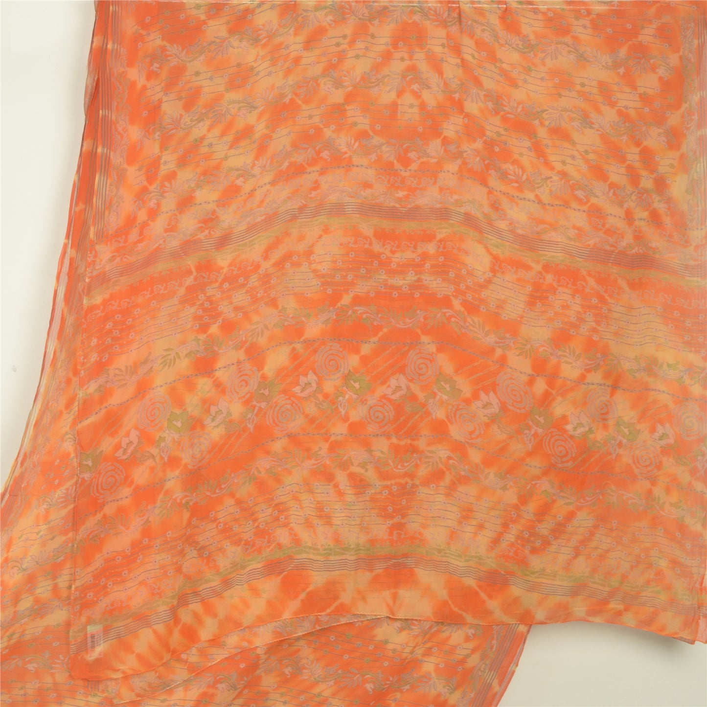 Sanskriti Vintage Leheria Sarees Pure Georgette Silk Printed Sari Craft Fabric