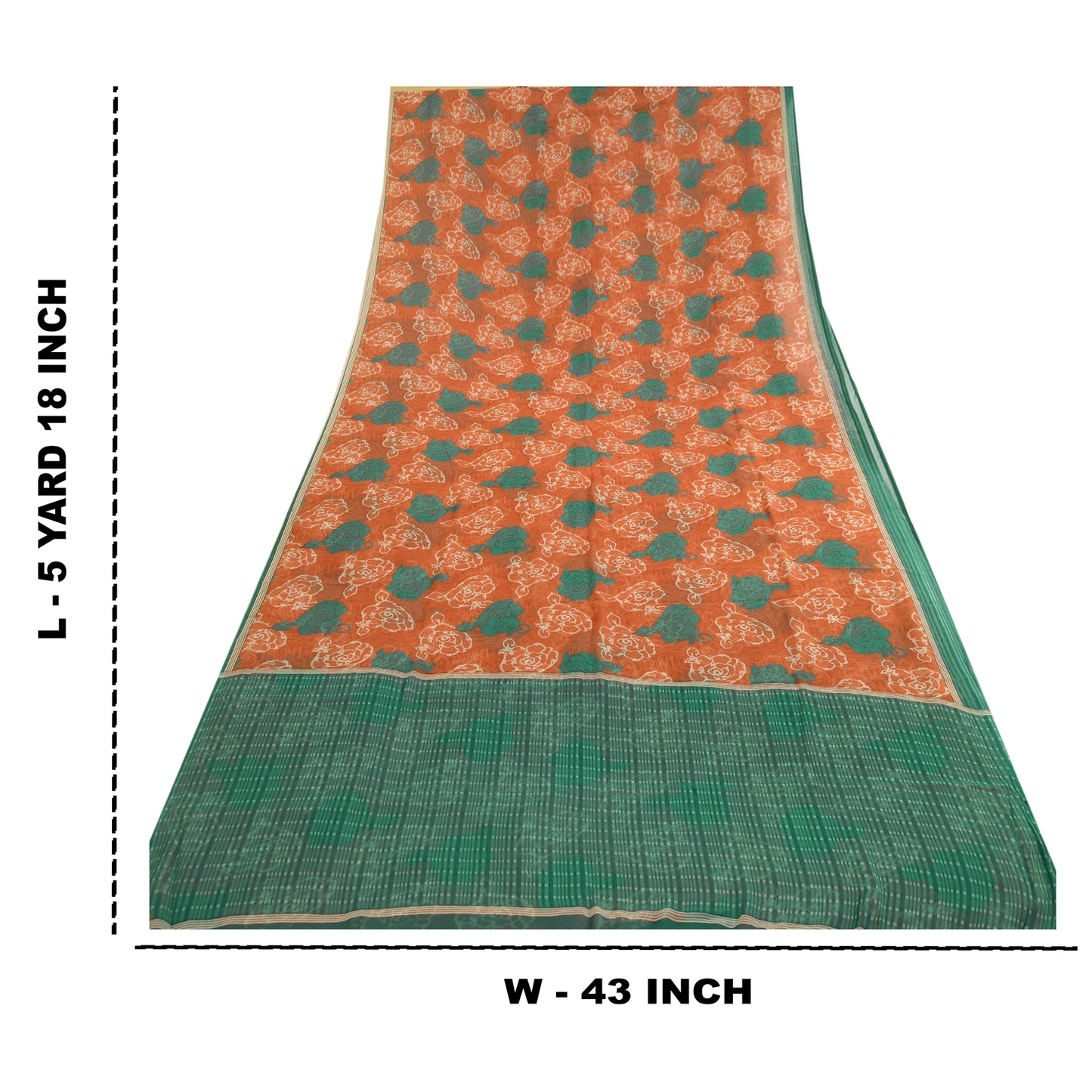 Sanskriti Vintage Orange Sarees Indian Georgette Printed Sari Soft Craft Fabric