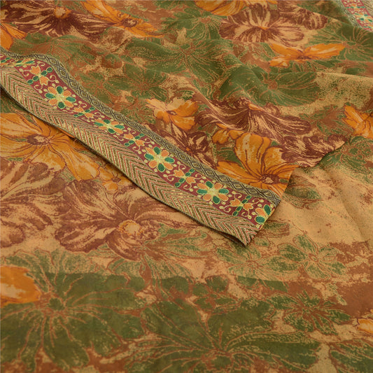 Sanskriti Vintage Multi Indian Sarees Pure Georgette Printed Sari Craft Fabric