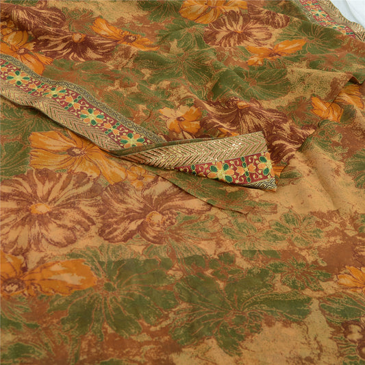 Sanskriti Vintage Multi Indian Sarees Pure Georgette Printed Sari Craft Fabric