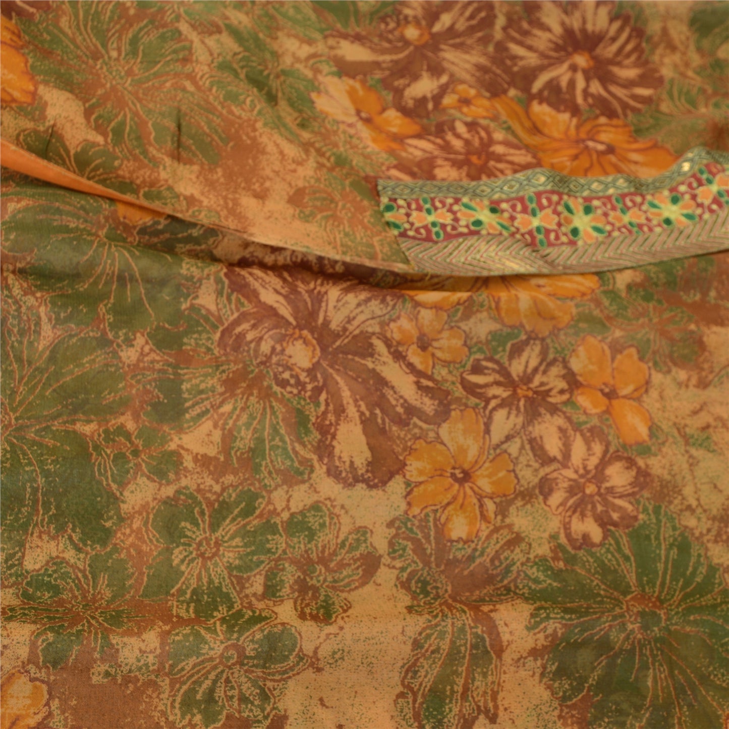 Sanskriti Vintage Multi Indian Sarees Pure Georgette Printed Sari Craft Fabric