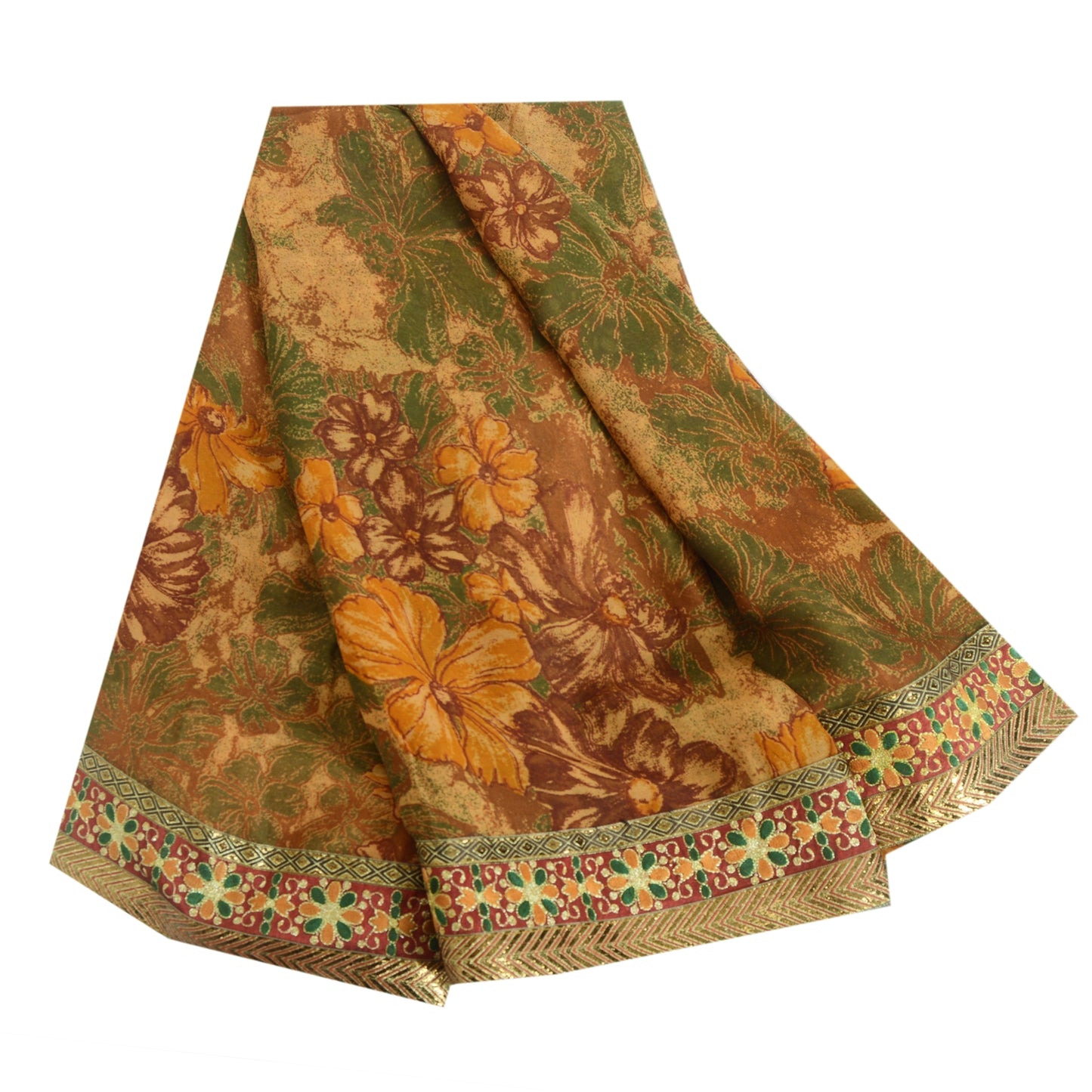 Sanskriti Vintage Multi Indian Sarees Pure Georgette Printed Sari Craft Fabric