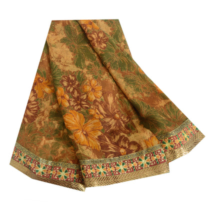 Sanskriti Vintage Multi Indian Sarees Pure Georgette Printed Sari Craft Fabric