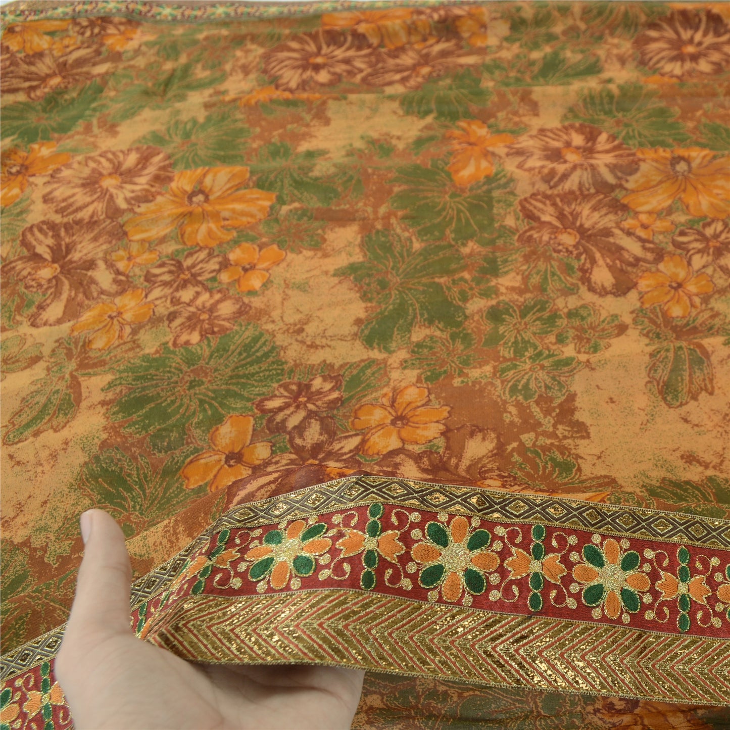 Sanskriti Vintage Multi Indian Sarees Pure Georgette Printed Sari Craft Fabric