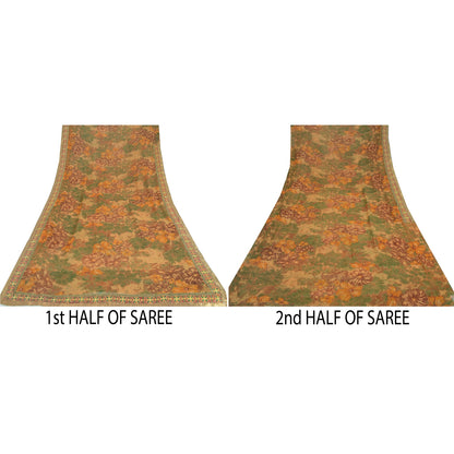 Sanskriti Vintage Multi Indian Sarees Pure Georgette Printed Sari Craft Fabric