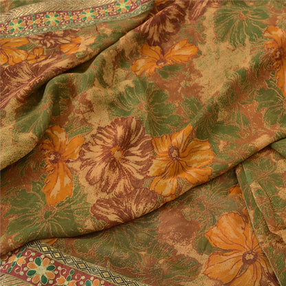 Sanskriti Vintage Multi Indian Sarees Pure Georgette Printed Sari Craft Fabric
