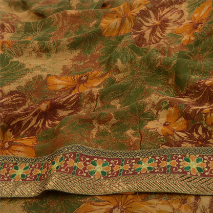 Sanskriti Vintage Multi Indian Sarees Pure Georgette Printed Sari Craft Fabric