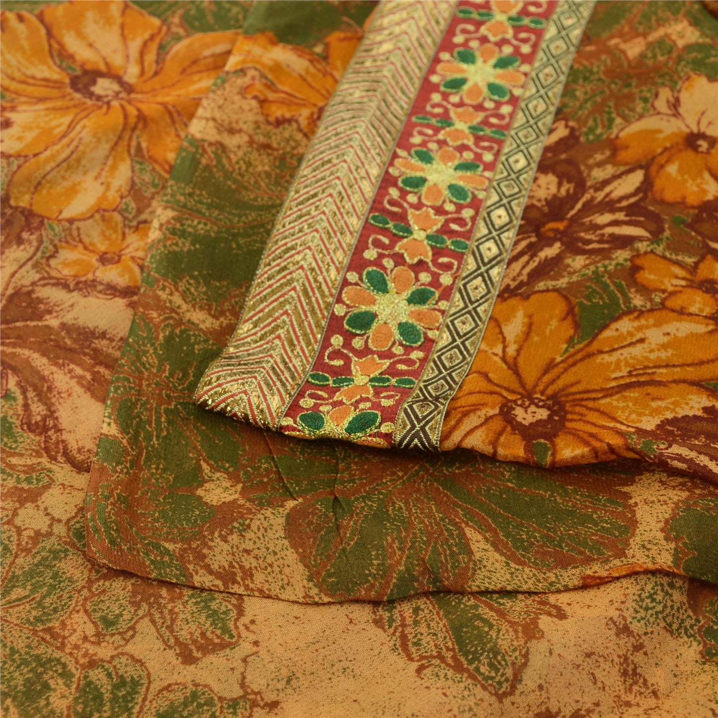 Sanskriti Vintage Multi Indian Sarees Pure Georgette Printed Sari Craft Fabric