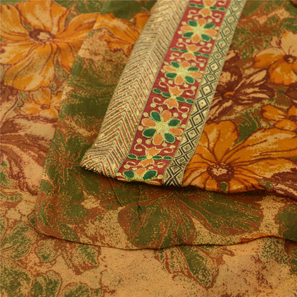 Sanskriti Vintage Multi Indian Sarees Pure Georgette Printed Sari Craft Fabric