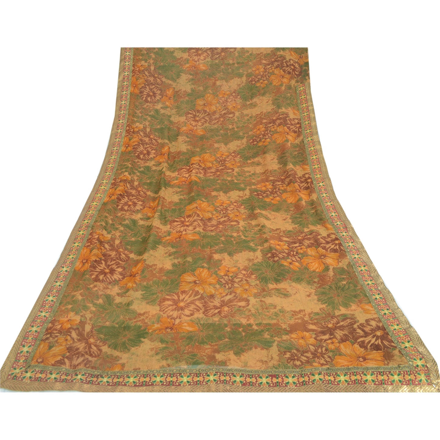 Sanskriti Vintage Multi Indian Sarees Pure Georgette Printed Sari Craft Fabric