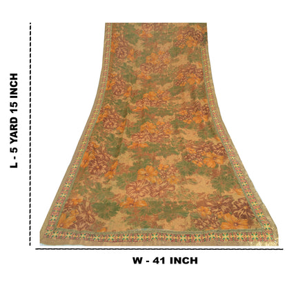 Sanskriti Vintage Multi Indian Sarees Pure Georgette Printed Sari Craft Fabric