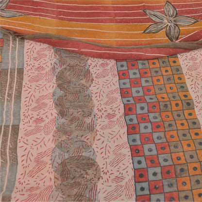 Sanskriti Vintage Saree Blend Georgette Floral Printed Sari Craft Decor Sustainable Fabric