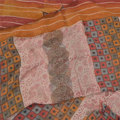 Sanskriti Vintage Saree Blend Georgette Floral Printed Sari Craft Decor Sustainable Fabric