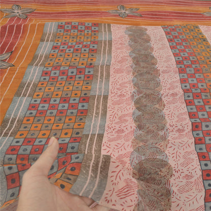 Sanskriti Vintage Saree Blend Georgette Floral Printed Sari Craft Decor Sustainable Fabric