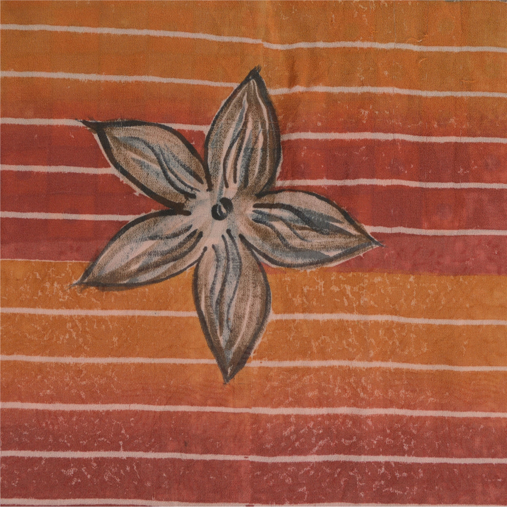 Sanskriti Vintage 100% Pure Georgette Silk Multicolor Printed Sarees 5 YD Sewing FabricSewing Patchwork Home Decor, Bag Making, Quilts Etc