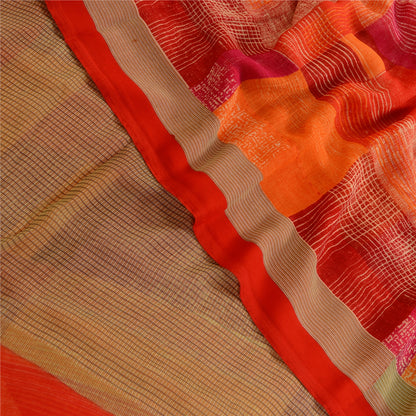 Sanskriti Vintage Indian Sari Georgette Printed Sarees Craft Floral 5 YD Fabric