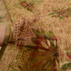 Sanskriti Vintage Brown Indian Sarees Chiffon Printed Sari Floral Craft Fabric