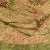 Sanskriti Vintage Brown Indian Sarees Chiffon Printed Sari Floral Craft Fabric