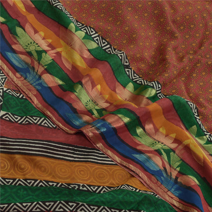 Sanskriti Vintage Dark Red Sarees Blend Georgette Printed Sari Craft Fabric