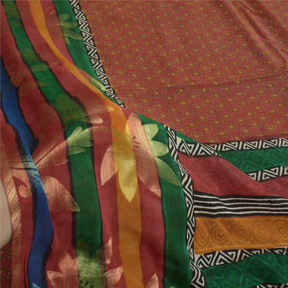 Sanskriti Vintage Dark Red Sarees Blend Georgette Printed Sari Craft Fabric
