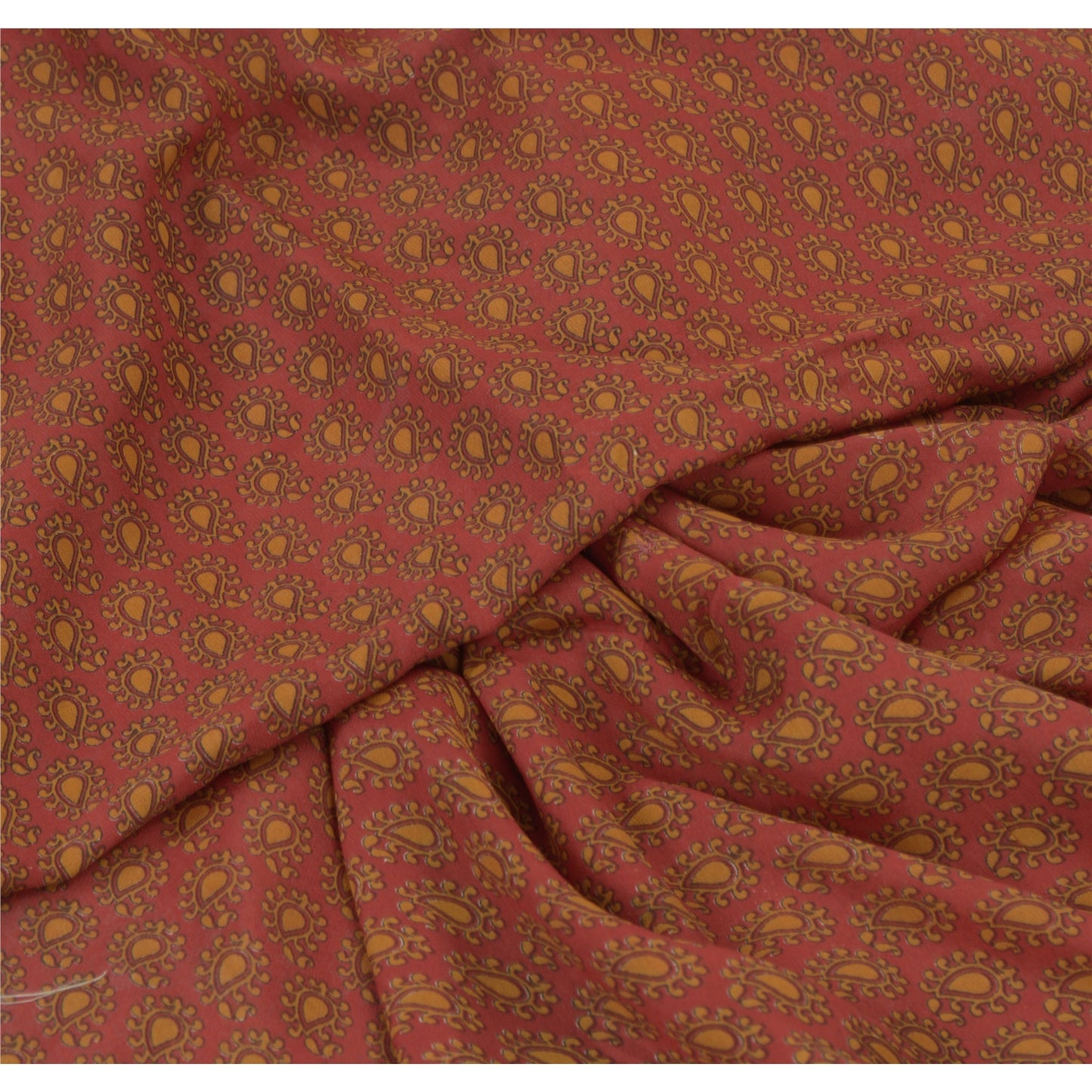 Sanskriti Vintage Dark Red Sarees Blend Georgette Printed Sari Craft Fabric