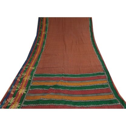 Sanskriti Vintage Dark Red Sarees Blend Georgette Printed Sari Craft Fabric