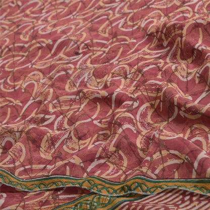 Sanskriti Vintage Red Indian Sarees Pure Georgette Silk Print Sari Craft Fabric